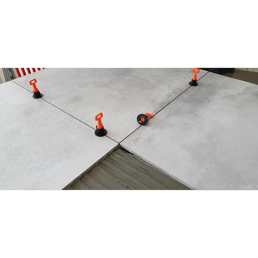 Distanziatore Livellante RIUTILIZZABILE per posa piastrelle con chiave di regolazione (50pz)