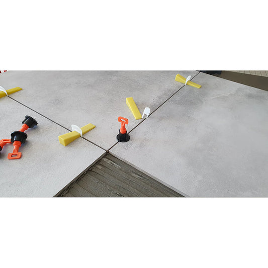 Distanziatore Livellante RIUTILIZZABILE per posa piastrelle con chiave di regolazione (50pz)