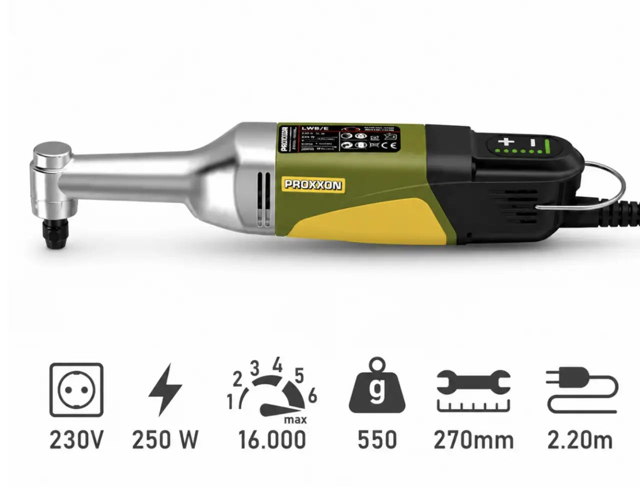 MINI TRAPANO ANGOLARE PROXXON LWB/BL, 250 W, MOTORE BRUSHLESS (29207) SCATOLA CARTONE