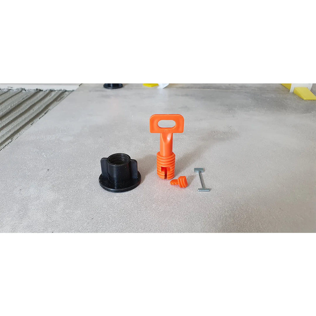 Distanziatore Livellante RIUTILIZZABILE per posa piastrelle con chiave di regolazione (50pz)