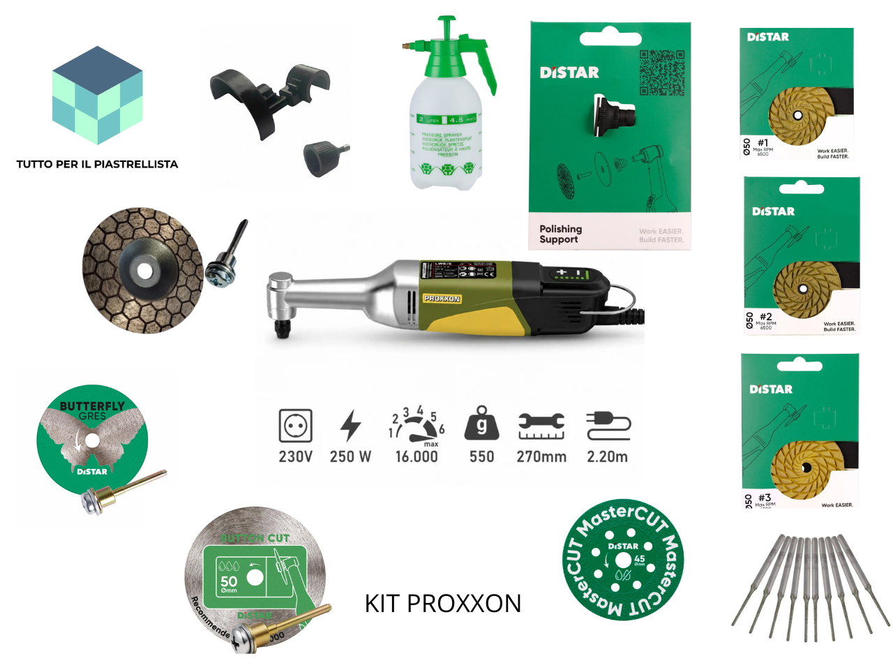 KIT MINI TRAPANO A COLLO LUNGO PROXXON BRUSHLESS (2026) + DISTAR