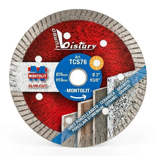 MONTOLIT  DISCO DIAMANTATO RINFORZATO - TURBO BISTOURY d. 76MM BREVETTI MONTOLIT